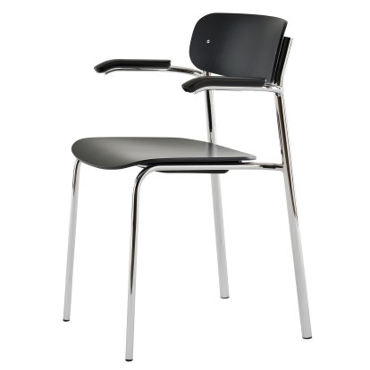 S 243 F Armchair, Chrome, Beech stained black (TP 29)