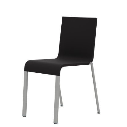 .03 Chair, Stackable, Base powder-coated silver sleek, Without armrests, Basic dark