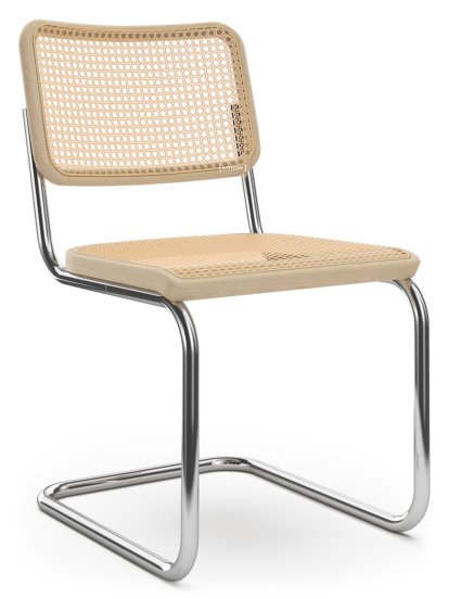 S 32 V / S 64 V Pure Materials Cantilever Chair, Lacquered ash, Chrome-plated, Without armrests, Black plastic glides with felt