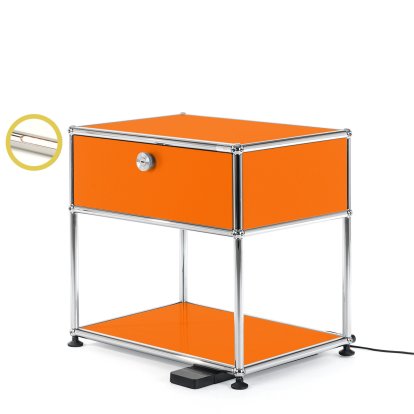 USM Haller Bedside Table with Dimmable Light, Pure orange RAL 2004