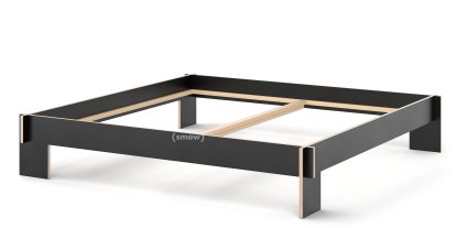 Siebenschläfer bed (model 2025), 200 x 200 cm, Without headboard, Black