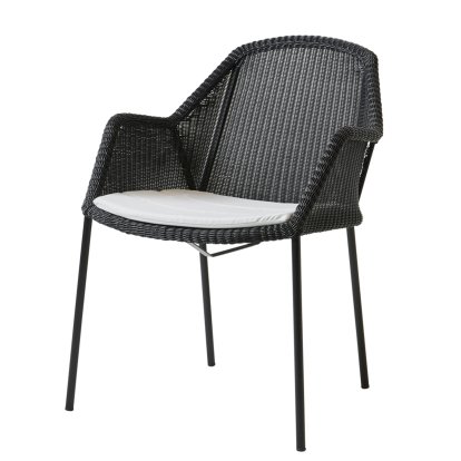 Breeze Chair, Black, With seat cushion, Natté - White
