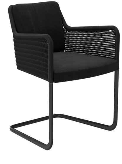 D43 Chair, Cavalry cloth, Black, Powdercoated black
