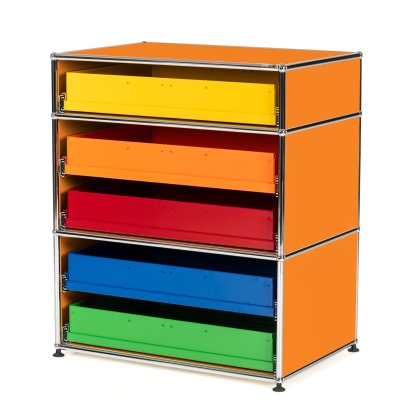 USM Haller Kids Highboard M with drawers, Pure orange RAL 2004