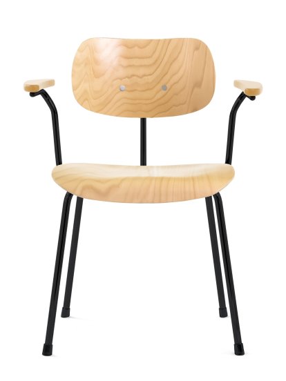 SE 68, Non-stackable, Without upholstery, Matt black powder-coated, With armrests, Natural