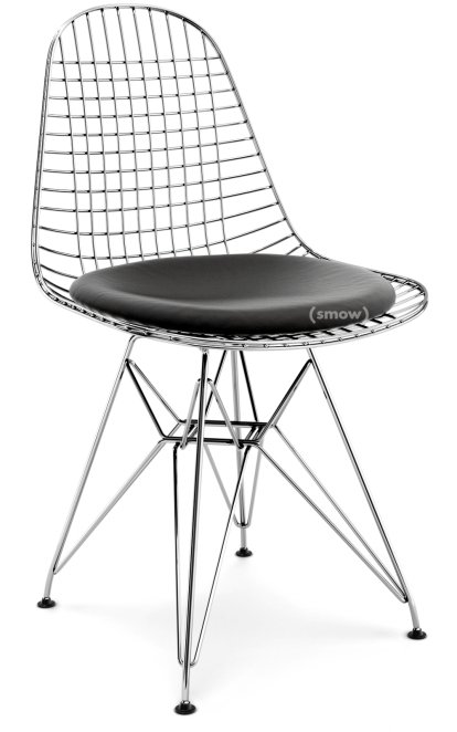 Seat Cushion for Wire Chair (DKR/DKW/DKX/LKR), Seat cushion, Leather (Standard), Nero