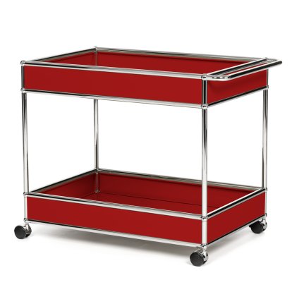USM Haller Bar Trolley Type II with panelling, USM ruby red, Hard castors for carpets