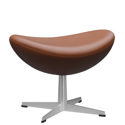 Egg Footstool, Leather Essential, Walnut, Satin polished aluminium