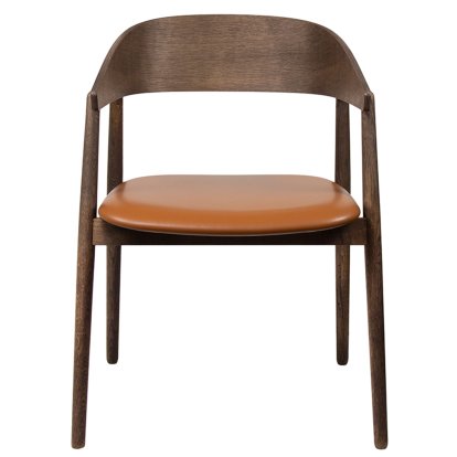 AC2 Dining Chair, Smoked oak, matt lacquered, With seat upholstery, cognac leather
