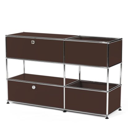 USM Haller Kids Sideboard M with storage boxes, Self-coloured, USM brown, With drop-down door