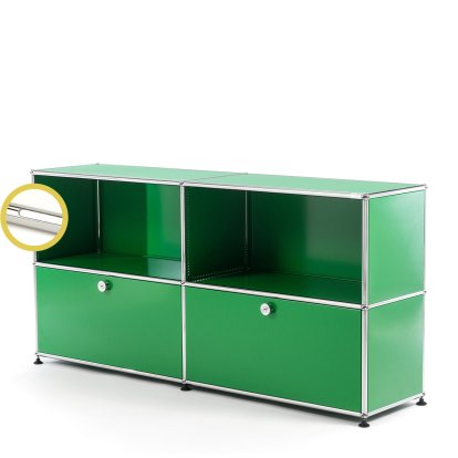 USM Haller E Sideboard L with Compartment Lighting, USM green, Cool white