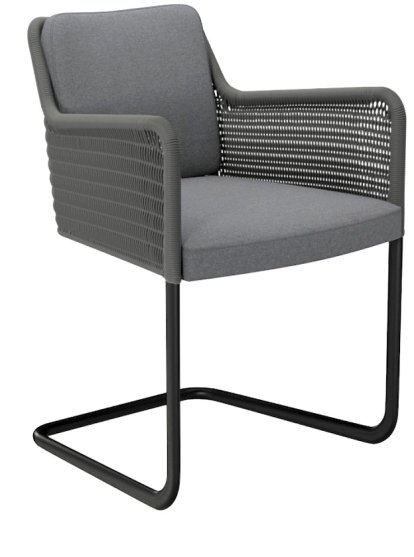 D43 Chair, Cavalry cloth, Grey, Powdercoated black