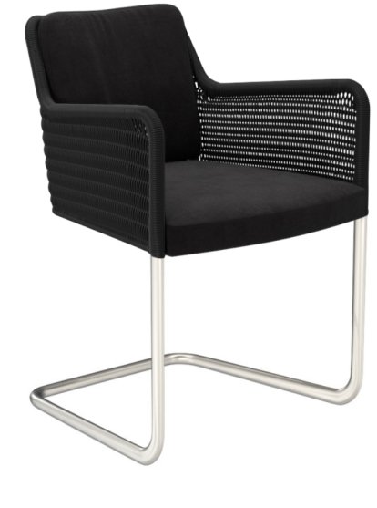 D43 Chair, Cavalry cloth, Black, Stainless steel, matt