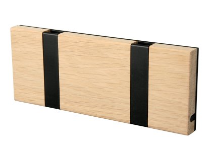 Knax, 2 hooks, Black, Soaped oak