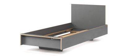 Details Müller Small Living Flai Bed Flai Bed, 90 x 200, With headboard, CPL anthracite, Without slatted frame