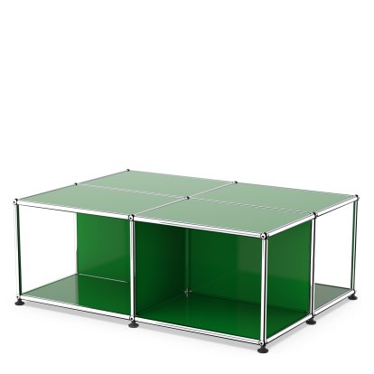 USM Haller coffee table with storage shelves, USM green