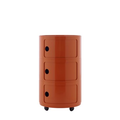 Componibili Container Big, 3 Compartments, Orange, With castors