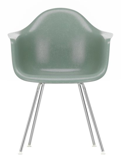 Eames Fiberglass Armchair DAX, Eames sea foam green, Chrome-plated