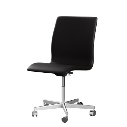 Oxford Office Swivel Chair, With armrests, Low back, Wheeled based, Soft leather, Black-brown
