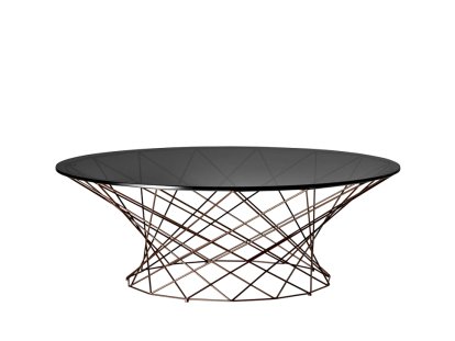 Oota, H 35 x ø 101 cm, Black glass, Matt bronze powder-coated