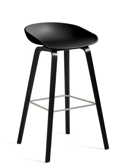 Details Hay About A Stool AAS 32 About A Stool AAS 32, Bar version: seat height 74 cm, Black stained oak / stainless steel, Black