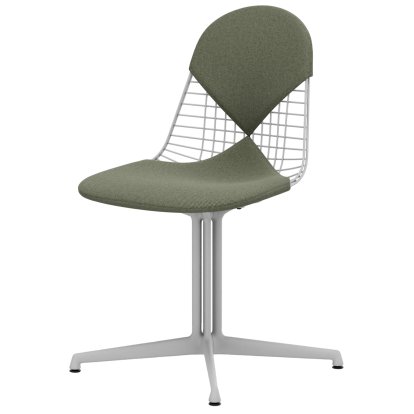 Wire Chair DKL, Coated white, Seat and backrest cushion (Bikini), Ivory / forest