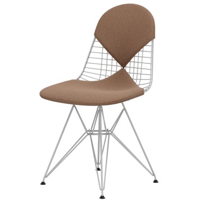 Wire Chair DKR , Powder-coated white, Seat and backrest cushion (Bikini), Cognac / ivory