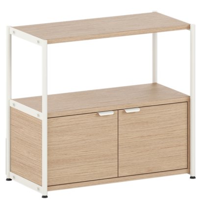 Unit Highboard Wood, 1 x double door, Oak / Cream white