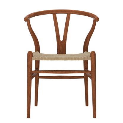 CH24 Wishbone Chair, Lacquered walnut, Nature mesh