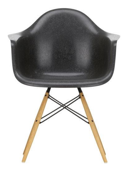 Eames Fiberglass Armchair DAW, Eames elephant hide grey, Ash honey tone