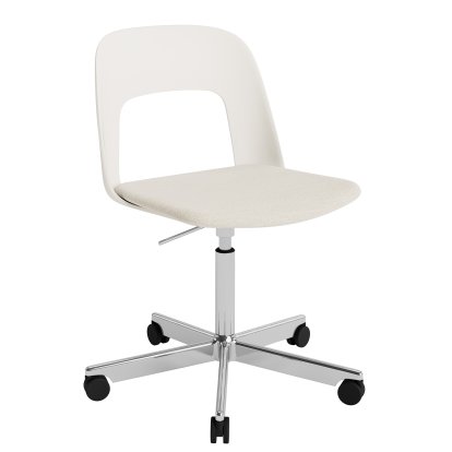 Layout 143 Swivel Chair With Padded Seat, Cream white / Mode 011, Polished aluminium