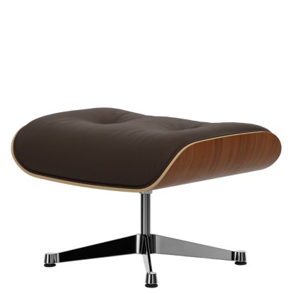 Lounge Chair Ottoman, Walnut, natural, Leather Premium F marron, Aluminium polished