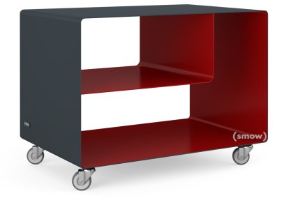 Trolley R 106, Bicoloured, Anthracite grey (RAL 7016) - Ruby red (RAL 3003), Industrial castors