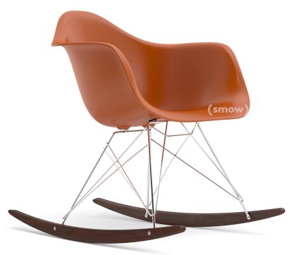 Eames Plastic Armchair RE RAR, Rusty orange, Chrome-plated, Dark maple