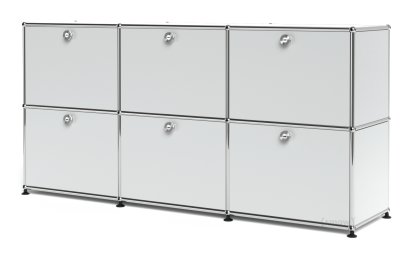 USM Haller Sideboard 50, Customisable, USM matte silver, With 3 drop-down doors, With 3 drop-down doors