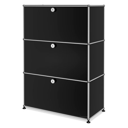 USM Haller Highboard M, Customisable, Graphite black RAL 9011, With drop-down door, With drop-down door, With drop-down door