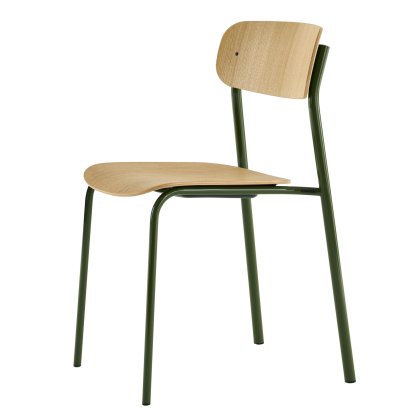 S 243 Chair, Olive green (RAL 6003), Clear lacquered oak