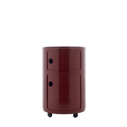 Componibili Container Big, 2 Compartments, Burgundy, With castors