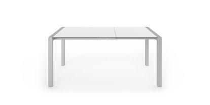 Sushi Dining Table, Laminate white, L 100-170 x W 100 cm, Anodised Aluminium