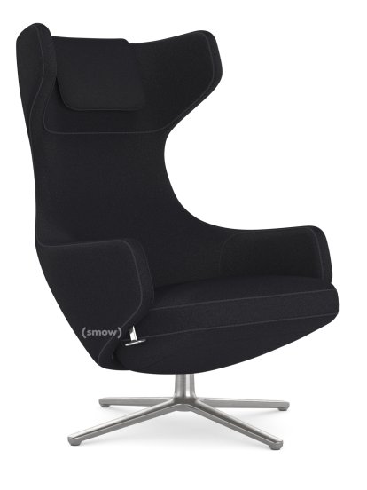 Grand Repos, Chair Grand Repos, Fabric Cosy 2 Merino black, 46 cm, Polished