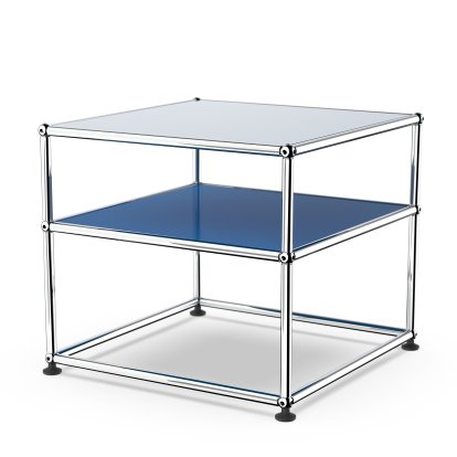 USM Haller side table Type II, Lacquered glass, Gentian blue RAL 5010