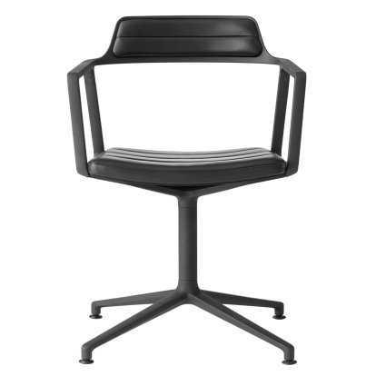 Swivel 452 Chair, Black powder coated, Fixed base, Black leather