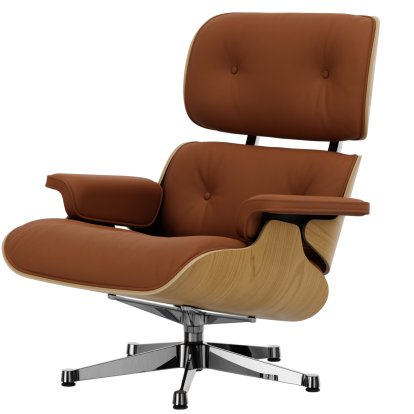 Lounge Chair, Chestnut, natural, Lether Premium F cognac, 89 cm, Aluminium polished
