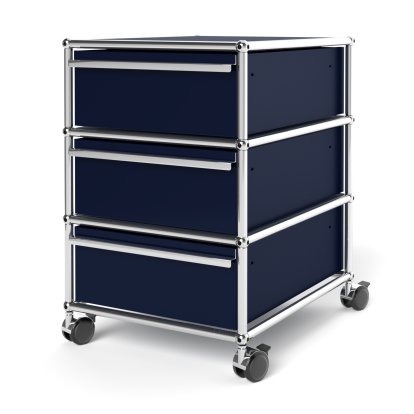 USM Haller Mobile Pedestal with 3 Drawers Type I (with Counterbalance), No locks, Steel blue RAL 5011