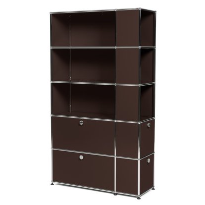 USM Haller bookcase with side compartments, USM brown