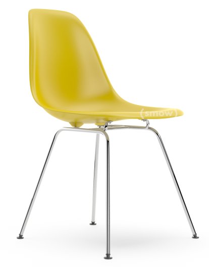 Eames Plastic Side Chair RE DSX, Mustard, Without upholstery, Without upholstery, Standard version - 43 cm, Chrome-plated