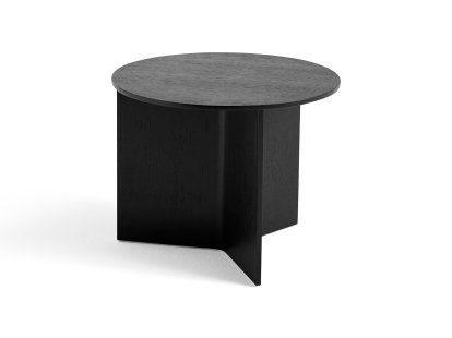 Slit Side Table, Wood, H 35,5 x Ø 45 cm, Black lacquered