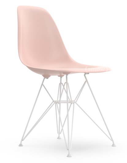 Eames Plastic Side Chair RE DSR, Pale rose, Without upholstery, Without upholstery, Standard version - 43 cm, Coated white
