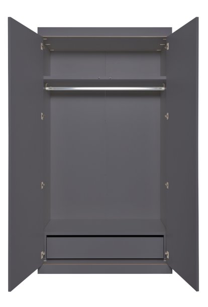 Flai Wardrobe, Large (216 x 118 x 61 cm), Melamine anthracite with birch edge, Configuration 3