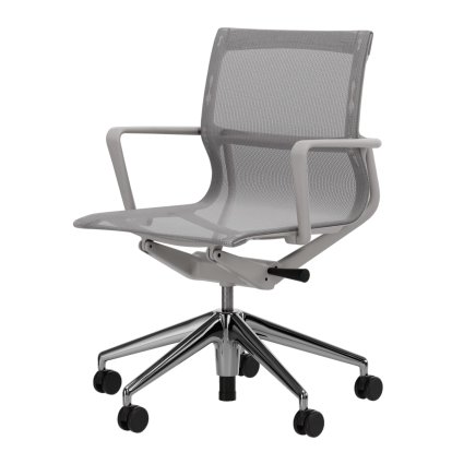 Details Vitra Physix Physix, TrioKnit silver grey, Soft grey / Aluminium, polished, Hard castors for carpets
